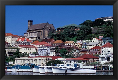 Framed Boats in Harbor, St George, Grenada, Caribbean Print