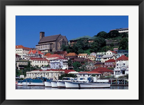 Framed Boats in Harbor, St George, Grenada, Caribbean Print