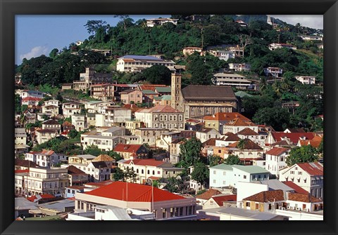 Framed View of Downtown St George, Grenada, Caribbean Print