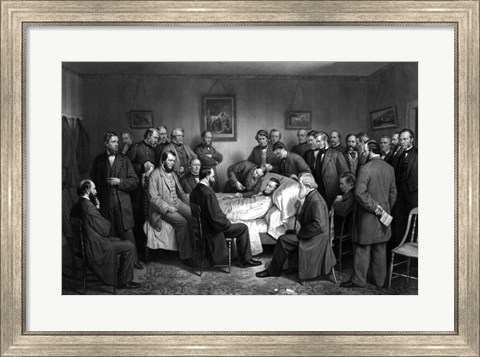 Framed President Abraham Lincoln on his Deathbed Print