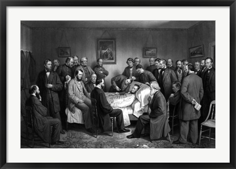 Framed President Abraham Lincoln on his Deathbed Print