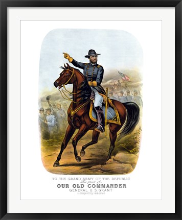 Framed General Ulysses S Grant on Horseback Print