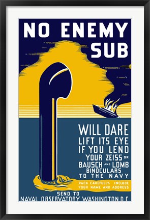 Framed No Enemy Sub Print