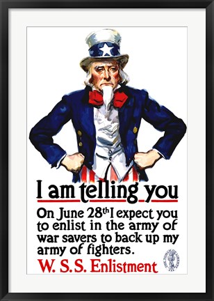 Framed Uncle Sam Recruiting Poster from WWI Print