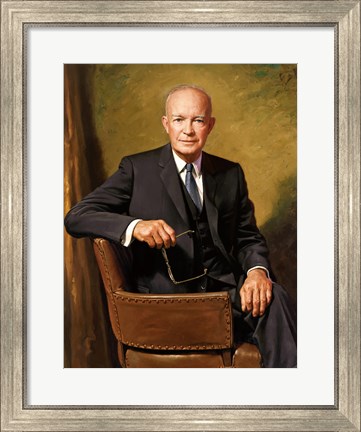 Framed President Dwight D Eisenhower Seated Print