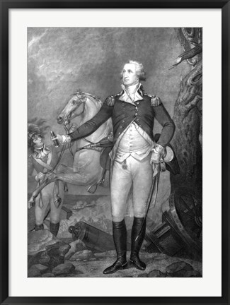 Framed General George Washington at The Battle of Trenton Print