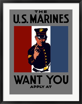 Framed U.S. Marines Want You Print