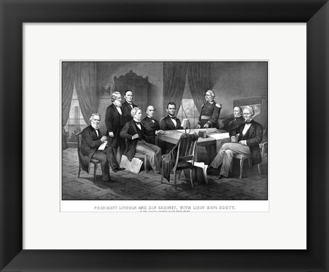 Framed President Abraham Lincoln and His Cabinet Print