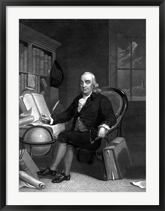 Framed Benjamin Franklin in His Study Print