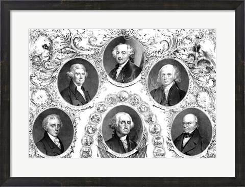 Framed First Six Presidents of The United States Print