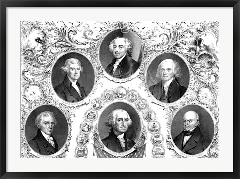 Framed First Six Presidents of The United States Print