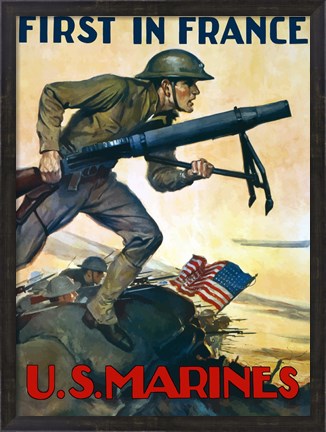 Framed First in France - U.S. Marines Print