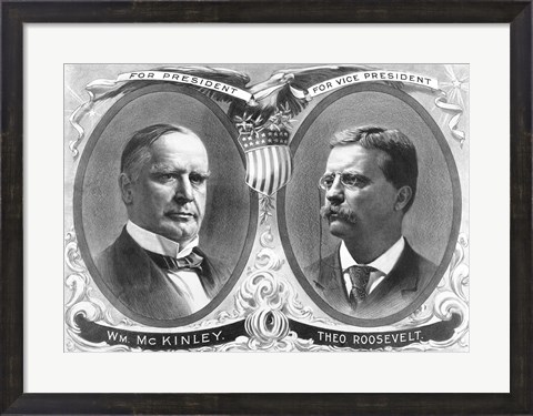 Framed McKinley &amp; Roosevelt Election Poster Print