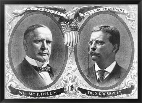 Framed McKinley &amp; Roosevelt Election Poster Print