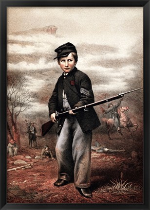 Framed Union Drummer Boy with Rifle Print