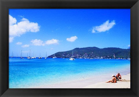 Framed Couple Enjoying Princess Margaret Beach in Bequia, Grenadines Print