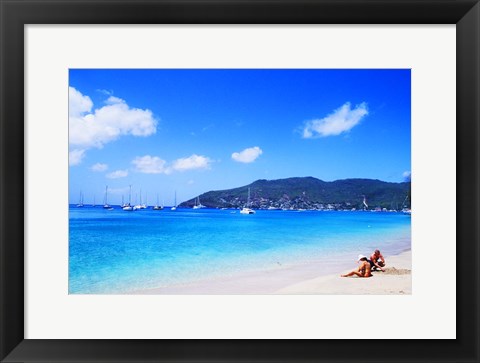 Framed Couple Enjoying Princess Margaret Beach in Bequia, Grenadines Print