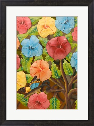 Framed Floral Souvenirs at Al Vern&#39;s Craft Market, Turks and Caicos, Caribbean Print