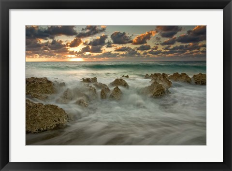 Framed Cayman Islands, Waves near George Town, sunset, beach Print