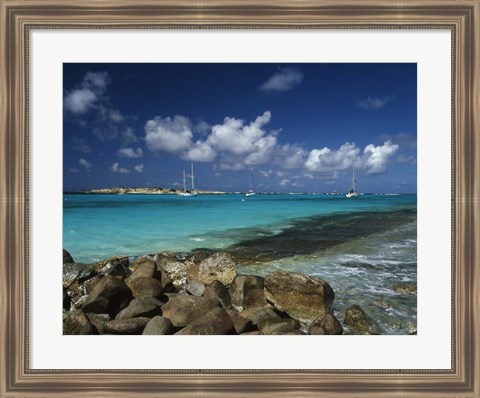 Framed Orient Bay, St Martin, Caribbean Print