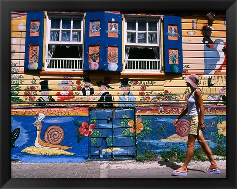 Framed L&#39;Escargot Restaurant in Philipsburg, St Martin, Caribbean Print