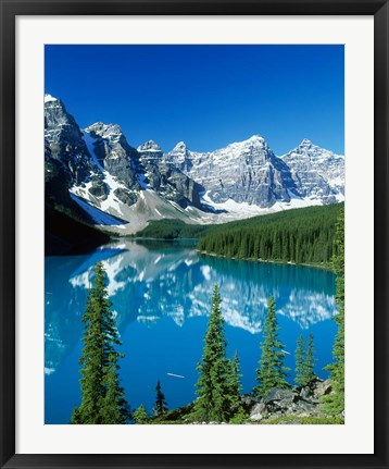 Framed Wenkchemna Peaks and Moraine Lake, Banff NP, Alberta, Canada Print