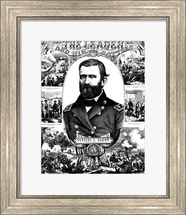Framed Ulysses S Grant in Military Uniform Print