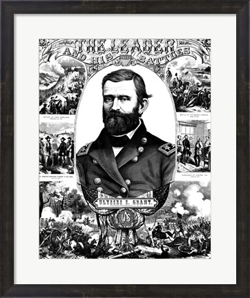 Framed Ulysses S Grant in Military Uniform Print