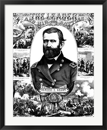 Framed Ulysses S Grant in Military Uniform Print