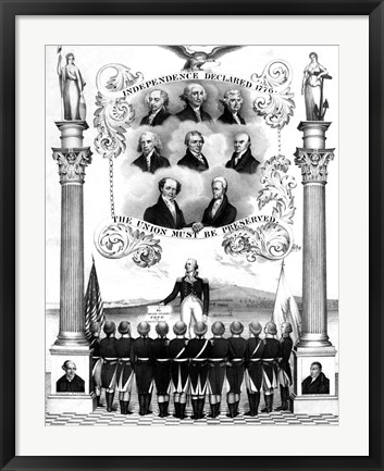 Framed First Eight Presidents of The United States Print