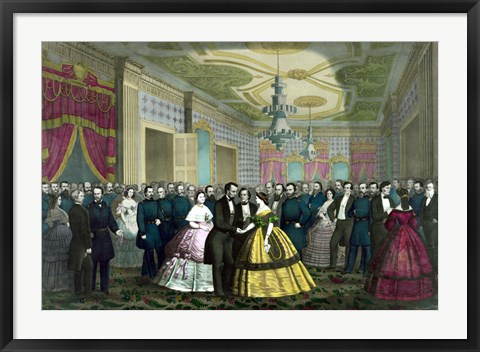 Framed President Abraham Lincoln and Wife at Their Last Reception Print