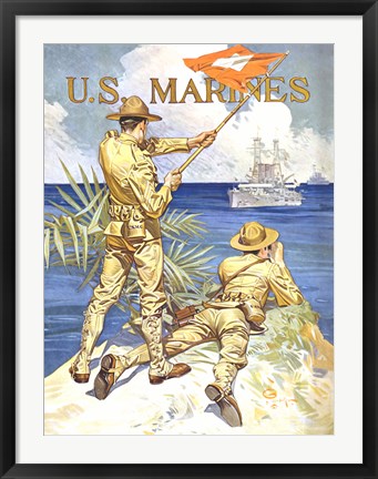 Framed WWI - Two Marines on the Beach Print