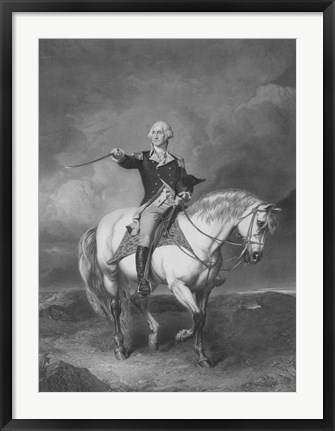 Framed General George Washington on Horseback Print