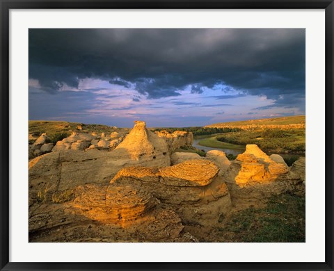 Framed Milk River, Writing on Stone Provincial Partk, Alberta Print