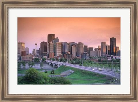 Framed Skyline of Calgary, Alberta, Canada Print