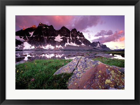 Framed Ramparts Viewed in Reflection, Tanquin Valley, Jasper National Park, Alberta, Canada Print