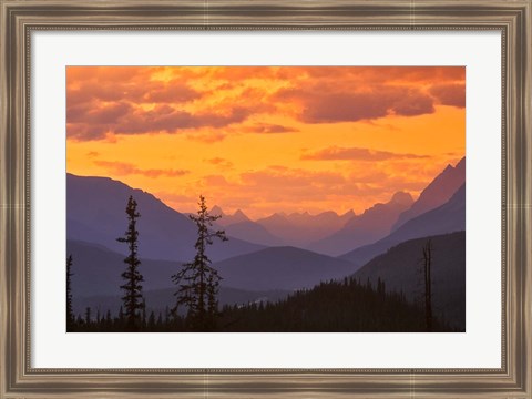 Framed Alberta, Baniff NP, Sunset on Mountain ridges Print