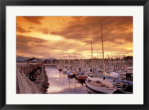 Framed Boats at Sunset, Comox Harbor, British Columbia Print