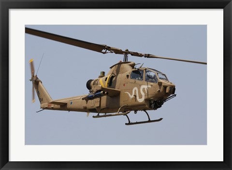 Framed AH-1S Tzefa helicopter in flight Print