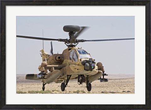 Framed AH-64D Saraf attack helicopter of the Israeli Air Force Print