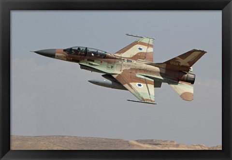 Framed F-16B Netz of the Israeli Air Force in flight over Israel Print