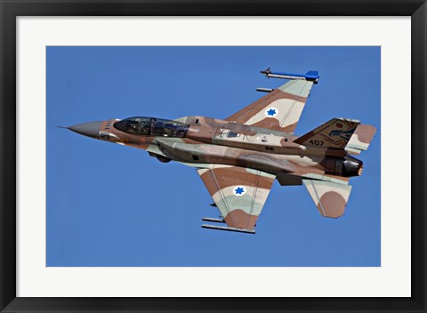 Framed F-16I Sufa of the Israeli Air Force in flight over Israel Print