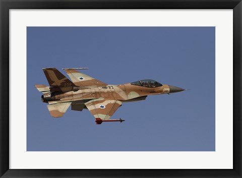 Framed F-16A Netz of the Israeli Air Force in flight over Israel Print