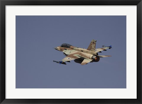 Framed F-16D Barak of the Israeli Air Force flying over Israel Print