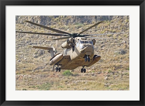 Framed CH-53 Yasur 2000 of the Israeli Air Force landing in the field Print