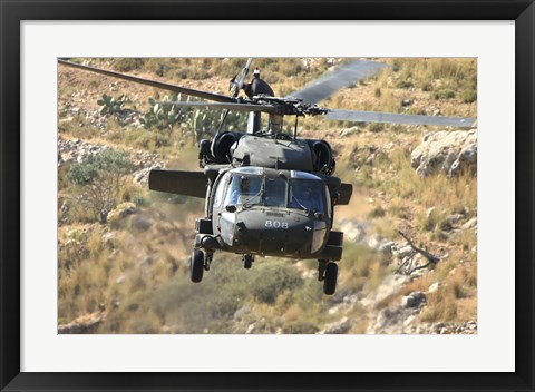 Framed UH-60L Yanshuf helicopter of the Israeli Air Force Print