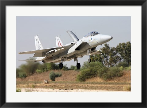 Framed F-15C Baz of the Israeli Air Force landing at Tel Nof Air Force Base Print