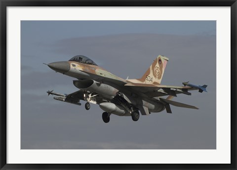 Framed F-16C Barak of the Israeli Air Force prepares for landing Print