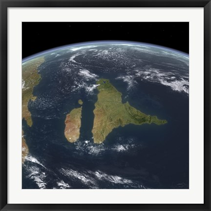 Framed View of the Indian subcontinent during the Late Cretaceous period Print