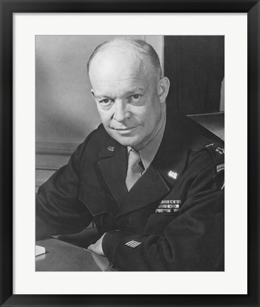 Framed WWII Photo of General Dwight D Eisenhower Print